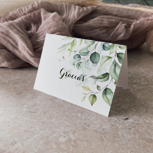 De Remerciements Carte Mariage Gracias Aquarelle Eucalyptus pliée