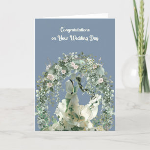 De Remerciements Carte mariage Mariée et chambre verte et bleue