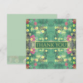 De Remerciements Carte "Merci" Florale Verte (Devant / Derrière)