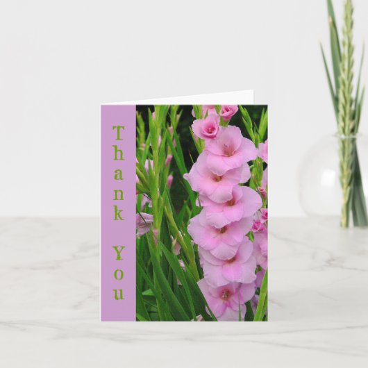 DE REMERCIEMENTS CARTE "MERCI" GLADIOLUS ROSE (Devant)
