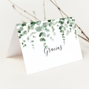 De Remerciements Carte minimaliste Eucalyptus pliée Mariage Gracias