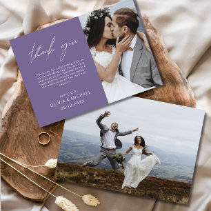 De Remerciements Carte minimaliste photo Mariage violet