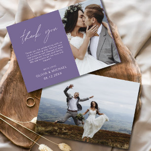 De Remerciements Carte minimaliste photo Mariage violet