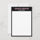 De Remerciements Carte moderne Chic rose, blanc et noir (Devant)