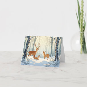 De Remerciements Carte moderne Whimsical Winter Deer Family Holiday