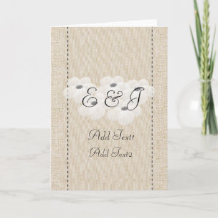 De Remerciements Carte Monogramme en fleur d'anémone blanc rustique