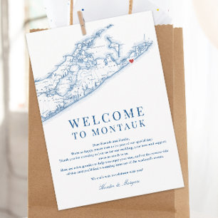De Remerciements Carte Montauk NY Mariage Bienvenue Lettre Marine B