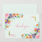 De Remerciements Carte Note d'aquarelle Spring Blooms (Devant / Derrière)