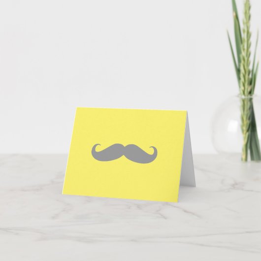 De Remerciements Carte Note - Jaune avec Moustache Gris (Devant)