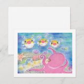 De Remerciements Carte Octopus Poisson Hérisson Musique Pour Toute  (Devant / Derrière)