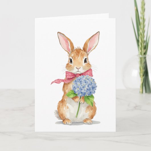 De Remerciements Carte Pâques Hydrangea Bunny (Devant)