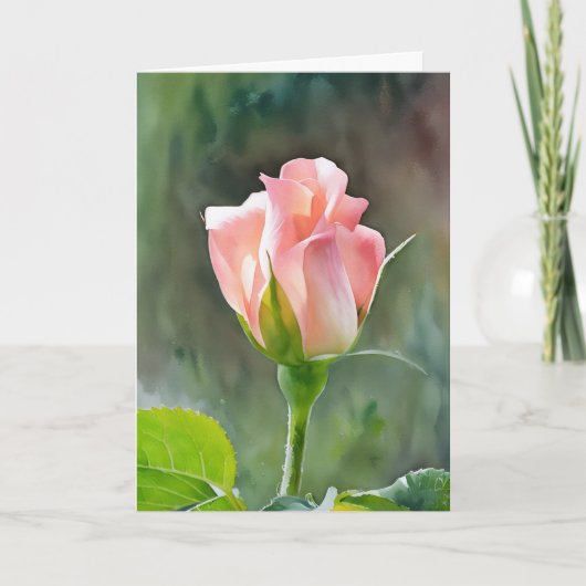 De Remerciements Carte Peachy Rose Rose Rose Bud Art Note (Devant)
