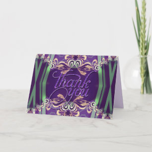 De Remerciements Carte personnalisée Lacy Purple Green Sparkling Me