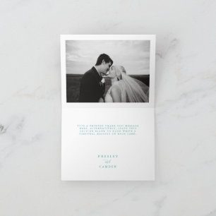 De Remerciements Carte photo Aqua Blue Remerciement Mariage Minimal
