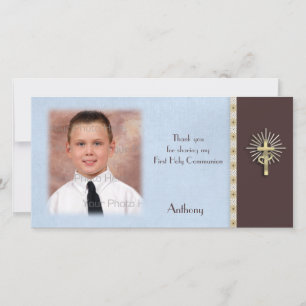 De Remerciements Carte photo Brown religieux bleu