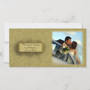 De Remerciements Carte photo Gold Damask