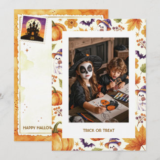De Remerciements Carte photo personnalisée Halloween Fantôme Citrou