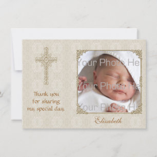 De Remerciements Carte photo religieux Cream Lace2
