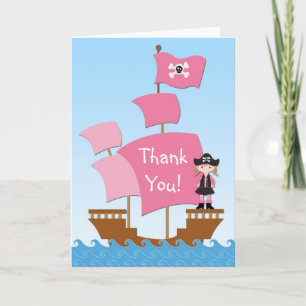 De Remerciements Carte Pirate-Merci rose