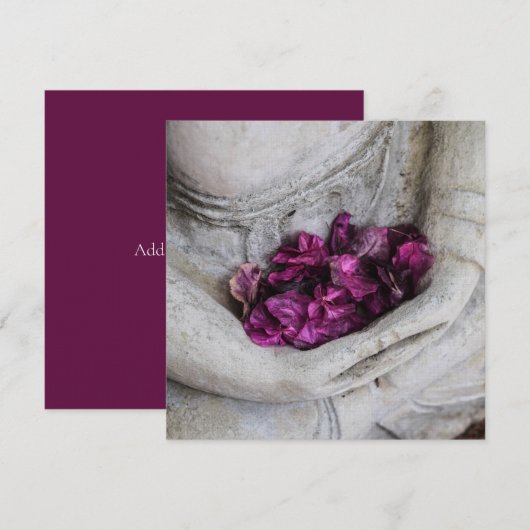 DE REMERCIEMENTS CARTE PLAT : BOUDDHA + BLOSOMS (Devant / Derrière)