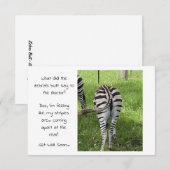 De Remerciements Carte Plat - Zebras Butt Se Bien Bientôt (Devant / Derrière)