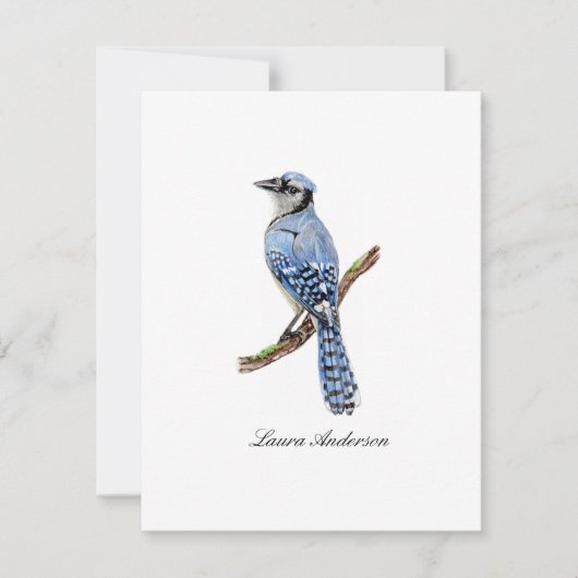 De Remerciements Carte plate à motif geai bleu (Devant)