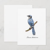 De Remerciements Carte plate à motif geai bleu (Devant / Derrière)