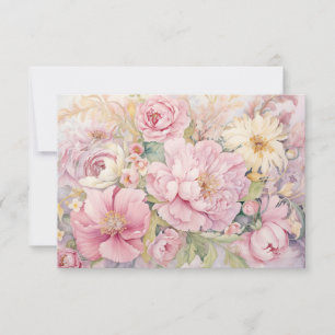 De Remerciements Carte plate avec pivoines roses