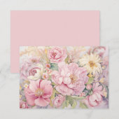 De Remerciements Carte plate avec pivoines roses (Devant / Derrière)