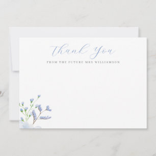 De Remerciements Carte plate bridal shower florale bleu clair