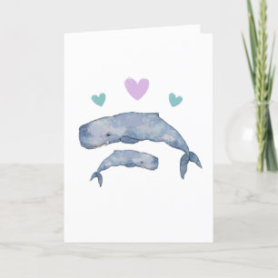 De Remerciements Carte pliée Blank Blank Mère et Bébé Baleine