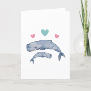 De Remerciements Carte pliée Blank Blank Mère et Bébé Baleine