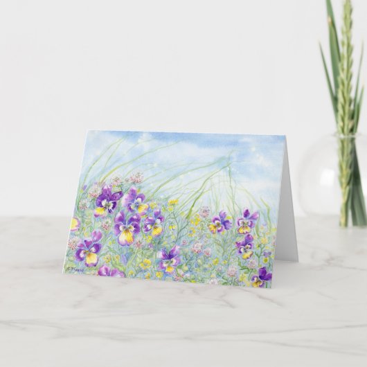 De Remerciements Carte pour notes blanc Johnny-Jump-Ups (Devant)