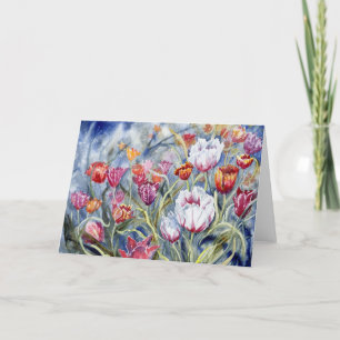 De Remerciements carte pour notes blanc "Tulips II"