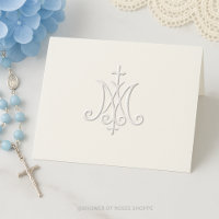 Carte pour notes catholique Monogramme mariale ave