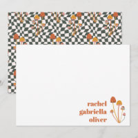 Carte Retro Orange Champignons personnalisée Mitzv