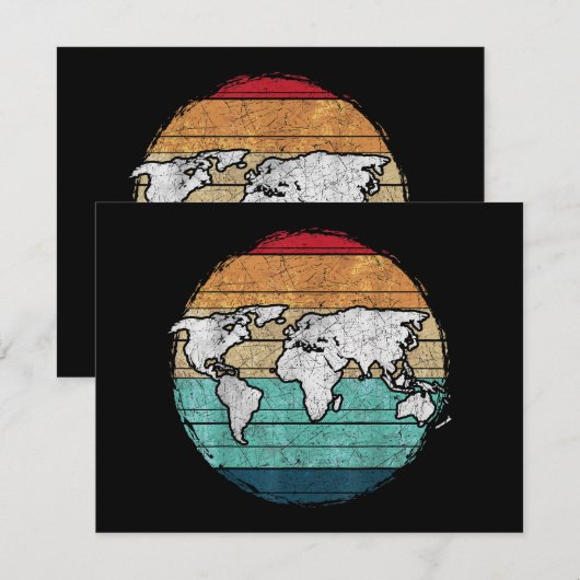 De Remerciements Carte Retro World (Devant / Derrière)