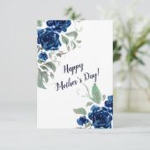 De Remerciements Carte Rose d'aquarelle bleue (Debout devant)