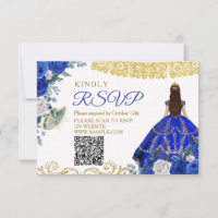Carte Royal Blue Quinceañera 15 Anos RSVP