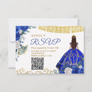 De Remerciements Carte Royal Blue Quinceañera 15 Anos RSVP