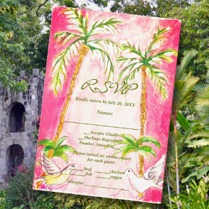 De Remerciements Carte RSVP Aiguille Pink Tropical Aquarelle