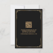 De Remerciements Carte RSVP Black Gold Art Déco 20s Mariage QR Code (Dos)