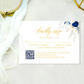 De Remerciements Carte RSVP Chic Blue Yellow Floral Mariage QR Code