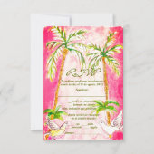 De Remerciements Carte RSVP Espagnol, Aquarelle Tropicale Rose (Devant)