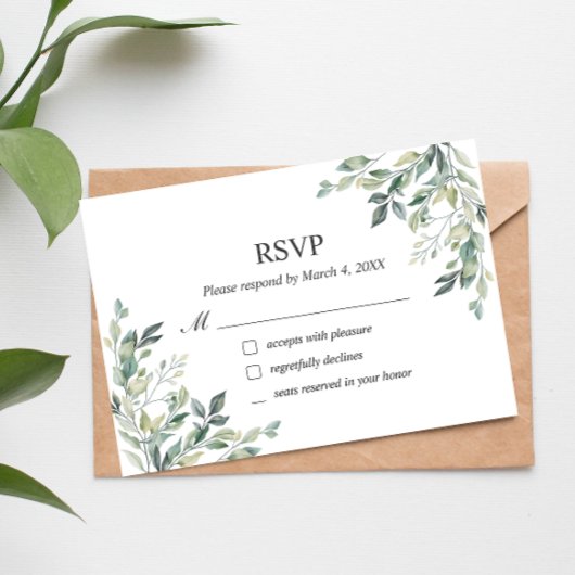 De Remerciements Carte RSVP géométrique Eucalyptus Greenery