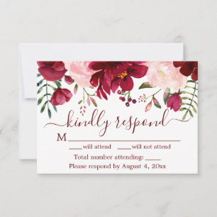 De Remerciements Carte RSVP Mariage Floral Bourgogne