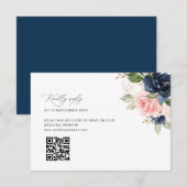 De Remerciements carte RSVP marine et blush mariage code QR (Devant / Derrière)