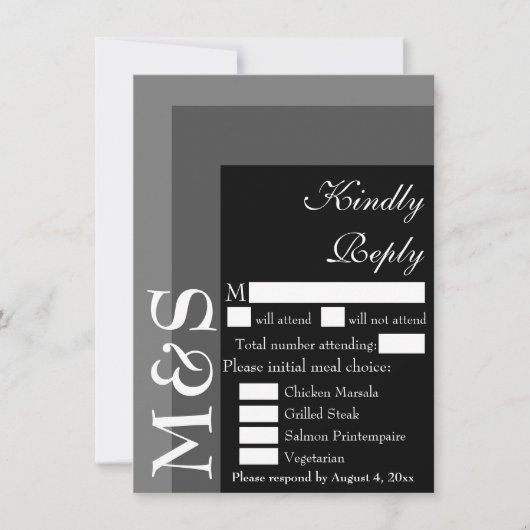 De Remerciements Carte RSVP Noir et Blanc Moderne Script Wedding (Devant)