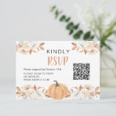 De Remerciements Carte Rsvp Orange Citrouille Rustique 1er Annivers (Debout devant)