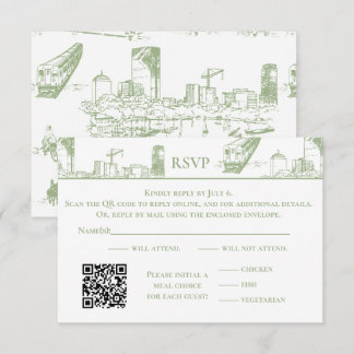 De Remerciements Carte RSVP verte Boston Toile Sage